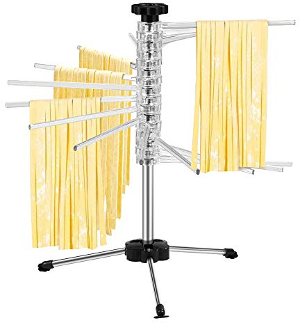 Etendoir pates fraiches Sechoir pates INOX Séchoir à Spaghettis Grille de séchage pour pâtes Pliable Grille de séchage pour Spaghettis Séchoir à pâtes Pliant, Hauteur Totale 47cm