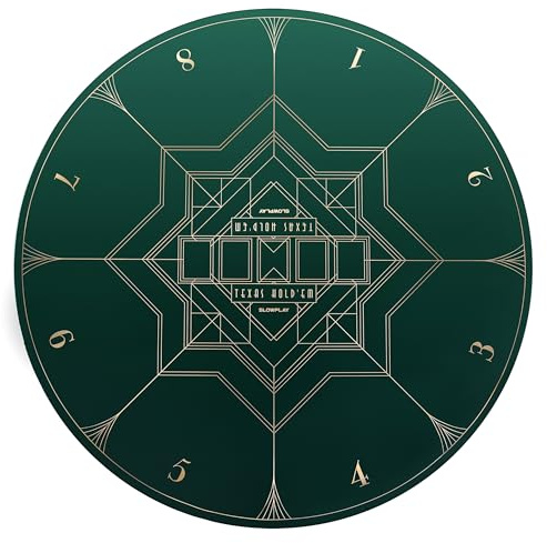 SLOWPLAY Nash Texas Holdem Pokermatte 120cm Rund I Tragbarer Pokertisch | Pokertischauflage mit einem Art Deco Layout Print, Deluxe Pokertuch - Pokerteppich（Grün）