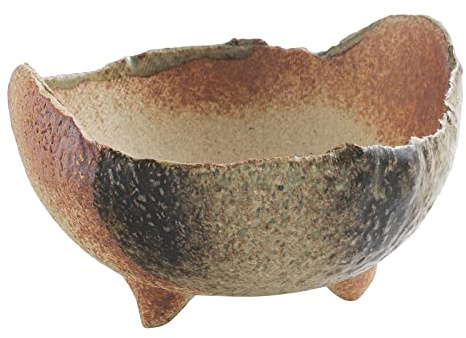 Wazakura Banko Series Petis Pot à Bonsaï Rustique Japonais, Fait à la Main en Forme de Croissant Taille 12 cm, Fabriqué au Japon, Pot de Fleurs Décoratif, Vase de Plante d'Intérieu - Vert Sable