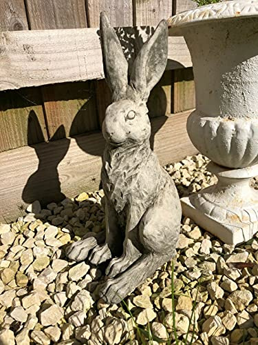 Statue de lapin accroupi en pierre | Pierre reconstituée Animal Lièvre Décoration de jardin d'extérieur