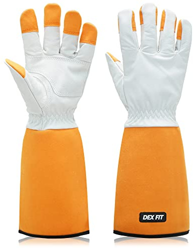DEX FIT FG310 Trädgårdshandskar i läder - törnresistenta, stabilt grepp; bekväm passform; orange 10 (XL) 1 par