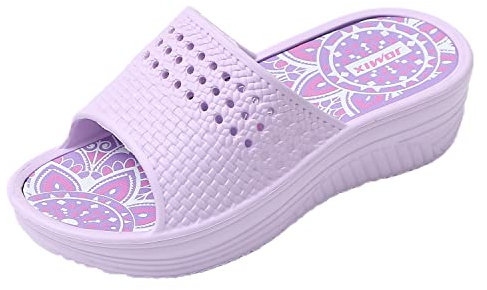 JOMIX Sommer Schlappen Damen Rutschfeste Sandalen Bunte Badelatschen Badeschlappen Meer Pool Strand Schwimmen Indoor Outdoor (Lila, 40 EU)