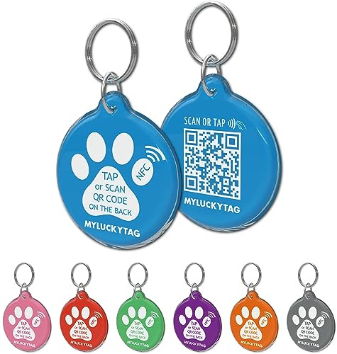 MYLUCKYTAG NFC- och QR-kod personlig hund katt etikett, online husdjursprofil, skanna QR ta emot omedelbar plats för husdjur e-post