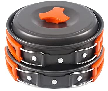 RWRAPS Kit de Batterie de Cuisine de Camping Set de Cuisine Vaisselle de Voyage Bols en Plein air Équipement de Tourisme pour la randonnée Pique-Nique (D 402g)