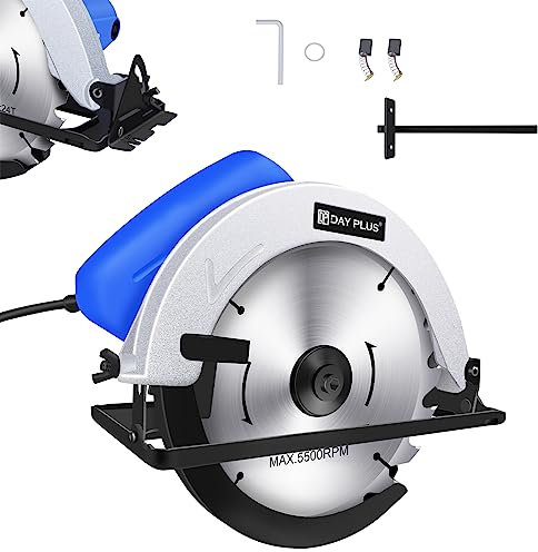 900W 5000RPM Mini Circular Saw, Electric Power Tools with Saw Blade, Max Cutting Depth: 90°: 55mm/45°: 38mm, Double Safety Switch, Pure Copper Motor
