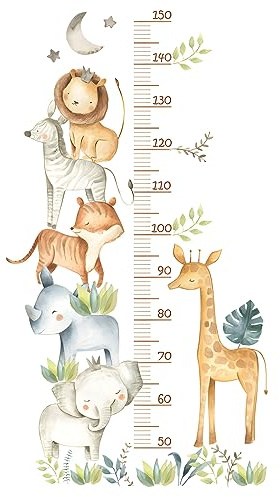 Himki Toise de mesure pour enfants - Sticker mural pour chambre d'enfant - Motif animaux de la forêt - Cadeau de croissance pour garçons et filles - Échelle de 50 à 150 cm (animaux de la jungle)