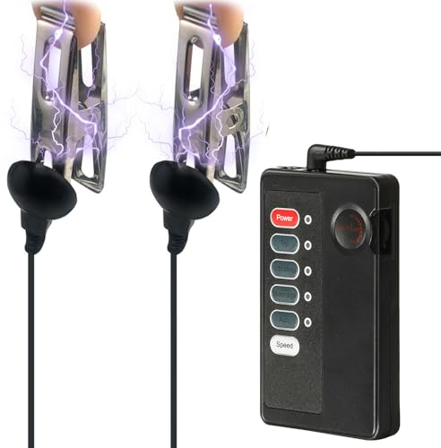 Nippelklemmen mit Elektro Schock Brustwarzen Elektrostimulation Extrem Metall Einstellbare Nippel Klemmen Stimulator Elektro-Schock Clip Nipple Clamps BDSM Klitoris Schamlippen Clips Bondageset