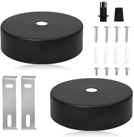 mizikuu 2 Stück Baldachin Metall Weiß, 80 x 30 mm Deckenbaldachin, Baldachin Lampe, Runder Decke Lampenabdeckung Deckenanschluss, Einbausatz Lampenbaldachin für Wohnzimmer Flur Küchenleuchter Schwarz