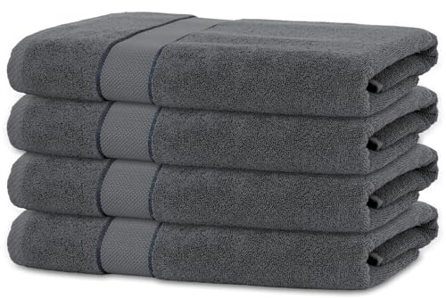 BANANALU 4 Handtücher Set 50x100cm 100% Baumwolle Gästehandtücher Handtuch Anthrazit
