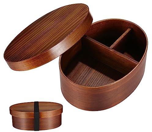 PRETYZOOM Fiambrera De Madera Bento Retro Japonesa Caja Para Sushi Contenedor De Comida Bento Para Almuerzos Capacidad Material Madera