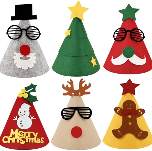 yayafunfun 6pcs Large Christmas Party Hats Christmas Cracker Hats for Kids,Adults,Funny Jokes Novelty Hat Xmas Crackers Hat Cone New Years Eve Party
