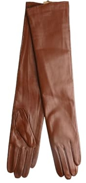 Lange Lederhandschuhe Für Damen, Warme Handschuhe Aus Schaffell Yellow-brown 8.5