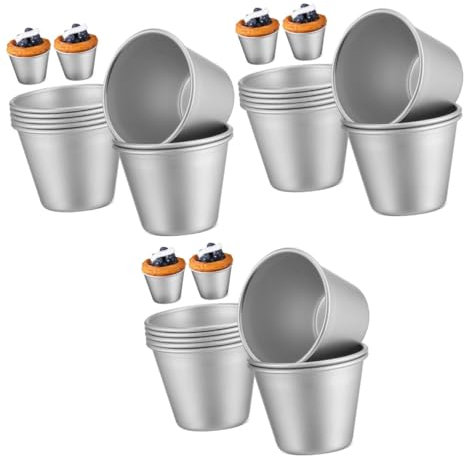 COLLBATH 3sets High-Strength Aluminum Alloy Pudding Moulds Muffin Cups for Cupcake Baking 8pcs*3