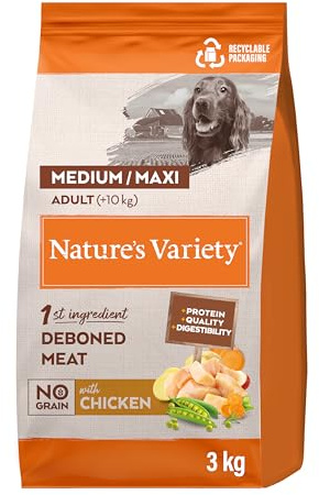 Nature's Variety No Grain - Foder för medelstora och maximala hundar vuxna med benfri kyckling - 3 kg