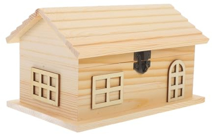 UPKOCH Tirelire Bois Maison Forme Boîte Économies Garçon Fille Pot Économies Faire Soi-même Non Fini