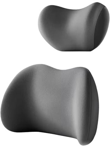 JHYGBKYHGG Auto Lendenkissen Nackenkissen Kit für BMW Serie E46/E90 X1/X3/X4/X5/X6/X7, Ergonomische Autositze Kopfstütze Lendenwirbelstütz Rückenstütze Kissen Zubehör,B/Grey