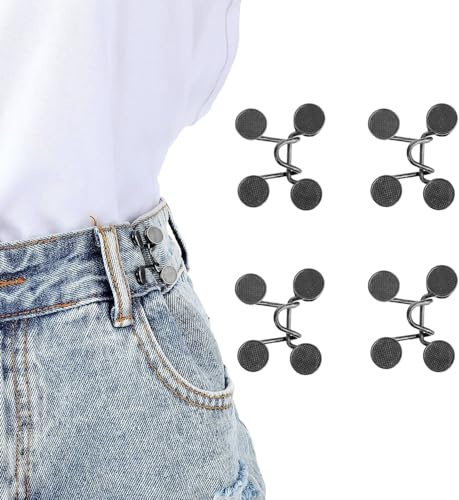 Zhenghebuy Ajustador de Pantalones Vaqueros Sueltos,4 Piezas Pantalones Ajustadores de Cintura,Tensores de Cintura para Pantalones,No Requiere Costura