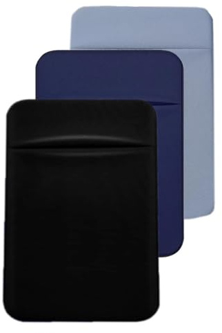 ZEACCT 3 stycken självhäftande kortfodral, mobiltelefonplånbok, telefonkorthållare, multifunktionell mobiltelefonkorthållare, självhäftande kortplatser, för telefonens baksida (3 färger)