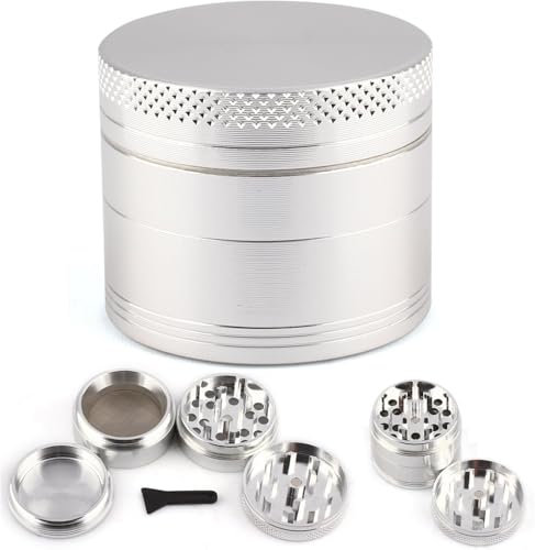 Novaease Silver 40mm Herb Grinder, Grinder for Dry Herb Portable Zinc Alloy Metal Grinders