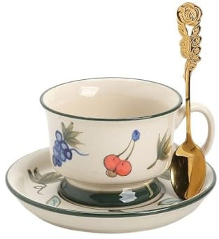 ZENGXJYCQINGJIANG ceramic mug European Retro Afternoon Tea Coffee Cups and Saucers Set Of High-grade Exquisite Black Tea Cups Hand-painted Underglaze Cups ceramic mug set