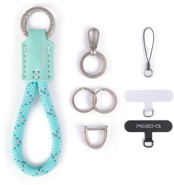 project-cb Correa de Dedo para Teléfono Celular, Finger Strap, llavero, Enganche Móvil Colgar 2, Anillas para Llaveros 2, Cuerda para móvil(Verdant-S)