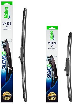 VALEO Silencio Wischer - Set aus Premium Ganzjahres-Originalausrüstungs-Ersatz-Hybrid-Wischerblättern VH132 + VH124 - Vorne, Länge: 600mm + 400mm - Set mit 2 Wischerblättern 574732 + 574724