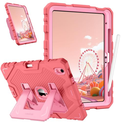 Fintie Kinder Hülle für iPad A16 11 Generation 11 Zoll/iPad 10. Gen 10.9 | Robuster Rundum-Schutz, Stoßfeste Kinder Schutzhülle mit Stifthalter & Ständer für Hoch- & Querformat, Pink