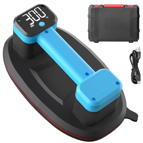 Double Moteur Ventouse Carrelage Electrique, 4000mAh Ventouse Vitre Professionnelle avec Écran LCD, Professionnelles Ventouses à Vide 300kg Pour soulever de Vitre, Plaques, Carrelage