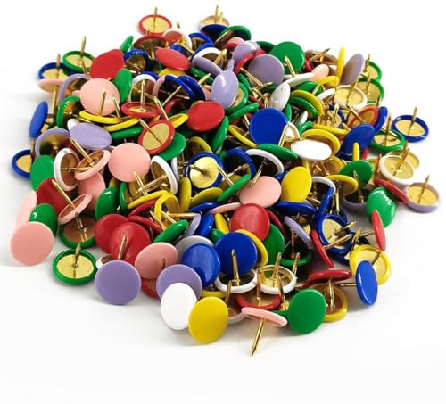 300 Stück Reißzwecken Farbig, Metall Dekorative Reißzwecke Pinnnadeln, runder Bunt Reißnägel für Ziernägel, Zuhause, Schule, Büro, Wandbehänge, Pinnwände, Weltkarte, Plakate, Korkwand,reißzwecken