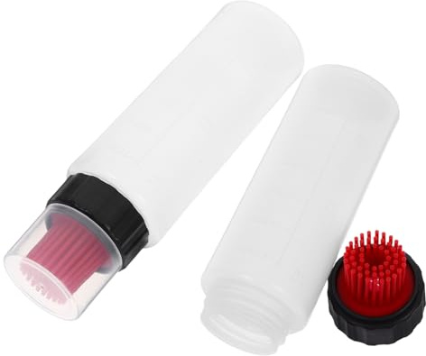 LABRIMP Botella Dispensadora de Aceite con Cepillo de Silicona 175ml, Pack de 2 Unidades, con Marcas de Medición para Cocina y Barbacoas al Aire Libre, Color Rojo