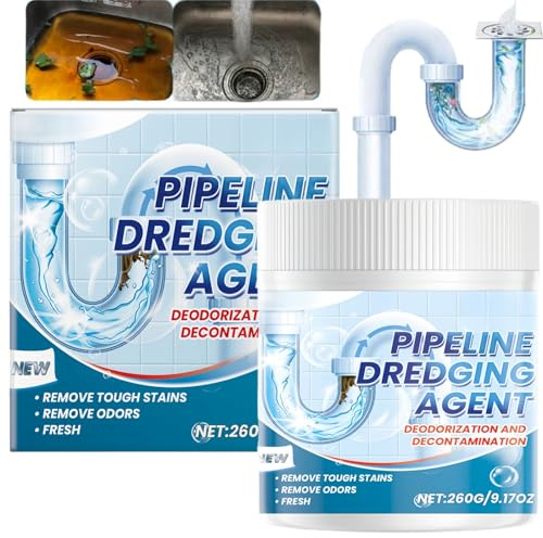 260g Sink and Drain Cleaner,Powerful Drain Unblocker&Sink Unblocker,Toilet&Shower Dr/ain Cleaner Powder,Effective Clog Remover,Pipe Dredge Deodorant,Removes Odors,Kitchen&Bathroom Cleaning Products