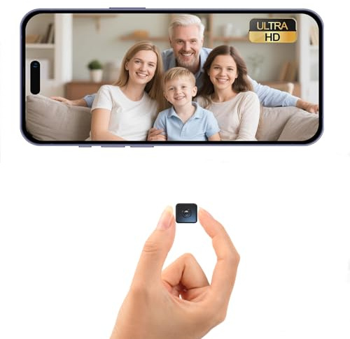 Mini Kamera Überwachung Innen, Überwachungskamera Langer Akkulaufzeit, Kostenloser Cloud-Speicher, HD Mini Kamera Live Übertragung Handy WLAN, MicroSD Speicherung, Bewegungserkennung & Nachtsicht