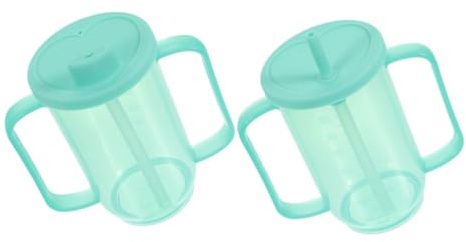 Toyvian 2 pièces Gobelets de Soins pour Adultes avec Poignée Antidéversement Ergonomiques pour Personnes Âgées Tasse Réutilisable pour Boissons Eau et Médicaments