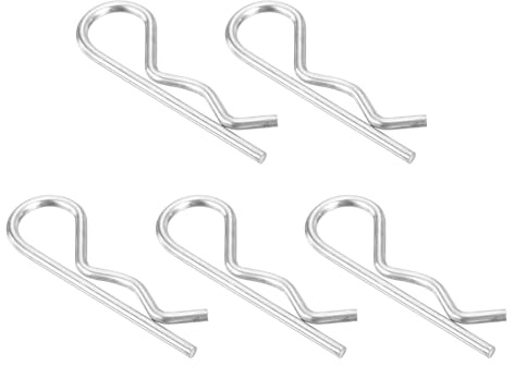 QUARKZMAN 5 Stück 3mm x 60mm R-Federstecker R-Clip Splint Silber | Federschnellverschluss, 304 Edelstahl, Für Haushaltsgeräte Sportausrüstung Autoreparatur