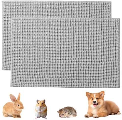 Calenxy 2 alfombras para roedores de conejos, reutilizables y lavables, para conejos y cobayas (60 x 40 cm, gris), perfecta como base suave, almohadillas PIPI o colchoneta para dormir