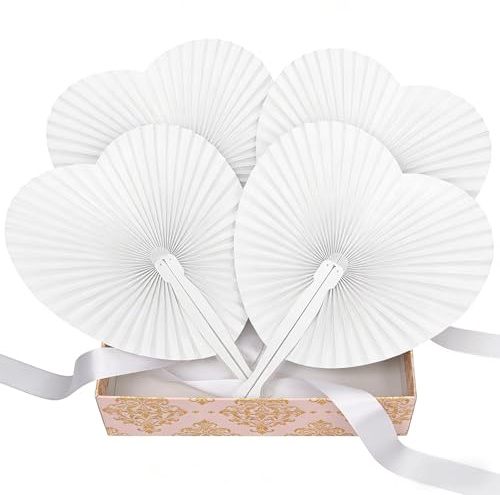 Tomkity 60 Abanicos Personalizados Blanco Boda Invitados Mano Regalos Decoración Fiestas Papel