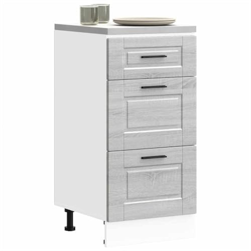 Zeehear köksunderskåp Porto grå Sonoma trämaterial, 40 x 46 x 81,5 cm, justerbara fötter, hållbar, fuktbeständig, gott om lagringsutrymme för köksmaskiner