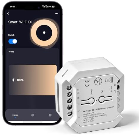 Aroidful Wireless LED Dimmer Module, Support 2.4Ghz WiFi | Smart Switch Control with Alexa Echo/Google Home, Via Tuya App for Indoor Home Lighting, AC 100-240V 50/60Hz