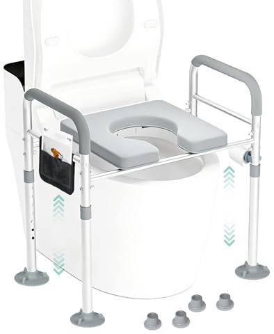 WC-Sitzerhöhung mit Armlehnen höhenverstellbar - Toilettenaufsatz für Senioren, Schwangere & Erwachsene mit Mobilitätseinschränkung - Stabiler Toilettenerhöher als Aufstehhilfe