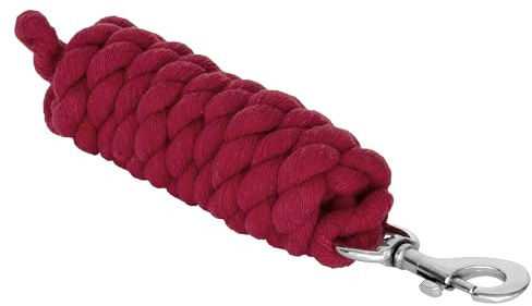 Start CottonWave Führstrick mit Karabinerhaken für Pferd – Baumwolle Anbindestrick Pferd, Führleine Pony, Robustes Anbindeseil Esel, Ziege mit Snap Karabiner (Rot, Karabinerhaken)