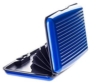 VALLET® Kreditkartenetui aus Aluminium für Damen & Herren | blockiert RFID & NFC | für Kreditkarten Personalausweis EC-Karten | Kartenetui Kartenhülle Karten Portemonnaie Etuis | Blau