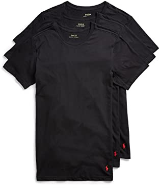 Polo Ralph Lauren Underwear Men's 3 Pack Slim Fit Crew Tees, Black, L