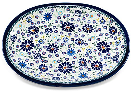 Bunzlauer keramik große flache ovale Servierplatte Servierteller Servierschale 34x26,7x2,8 cm Dekor DU126