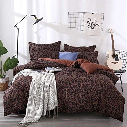 Meiju Mateju Juego de Ropa de Cama, Funda de Edredón 4 Piezas Microfibra Antialérgico Funda Nórdica de Almohada Conjunto De Edredón Hoja Plana (Cama 150-220x240cm,Marron Oscuro)