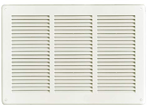 La Ventilazione GL3424B - Rejilla de ventilación rectangular de chapa lacada blanca para solapar, dimensiones: 340 x 240 mm.