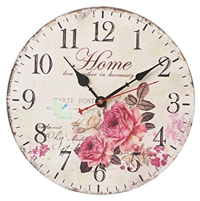 YOAI 12Zoll Wanduhr Vintage Wanduhr Holz Wanduhr Lautlos für Wohnzimmer, Küche, Büro und Schlafzimmer (Home)