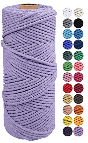 JeogYong Naturliches Baumwolle Garn, Natürlich Baumwollgarn Makramee-Seil Weiches Baumwoll-Seil, zum Wandbehänge, Pflanzenhalter, Basteln, Heimtextilien, Geschenkverpackung 2mm x 100m (Lila)