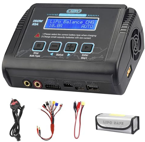 Haisito LiPo Charger,150W 10A AC/DC for Battery Balance Charger Discharger Li-ion/Life/NiCd/NiMH/LiHV/PB/Smart Battery(Battery Charger Adapter)