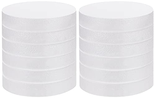 Belle Vous Polystyrol Platte Runde Styrene Platten zum Basteln (12er Pack) - Bastelplatten 15cm Durchmesser, 2,5cm Breit - Rund zum Modellieren, für Schulprojekte, Blumenkunst und Kunsthandwerk