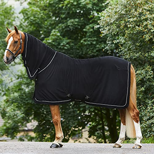 Masta Horse Fleece Combo Rug with Neck - Protective Super Soft Sheet for Horses - Equestrian Show Travel Blanket - Breathable Anti-Rub lining - Black, Size 6ft 6inch